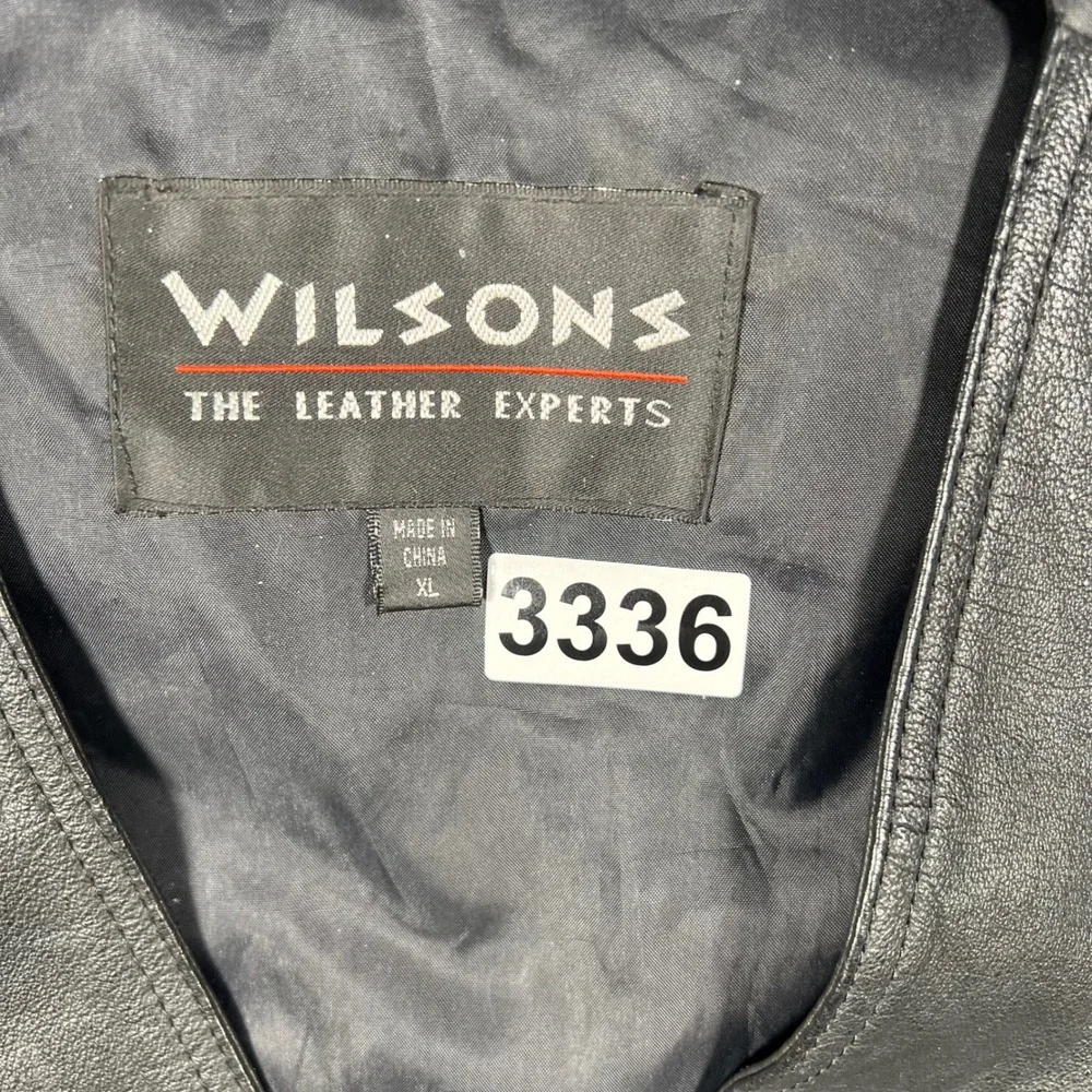 Wilsons The Leather Experts Mens Black Leather‎ Button Front Vest Size XL